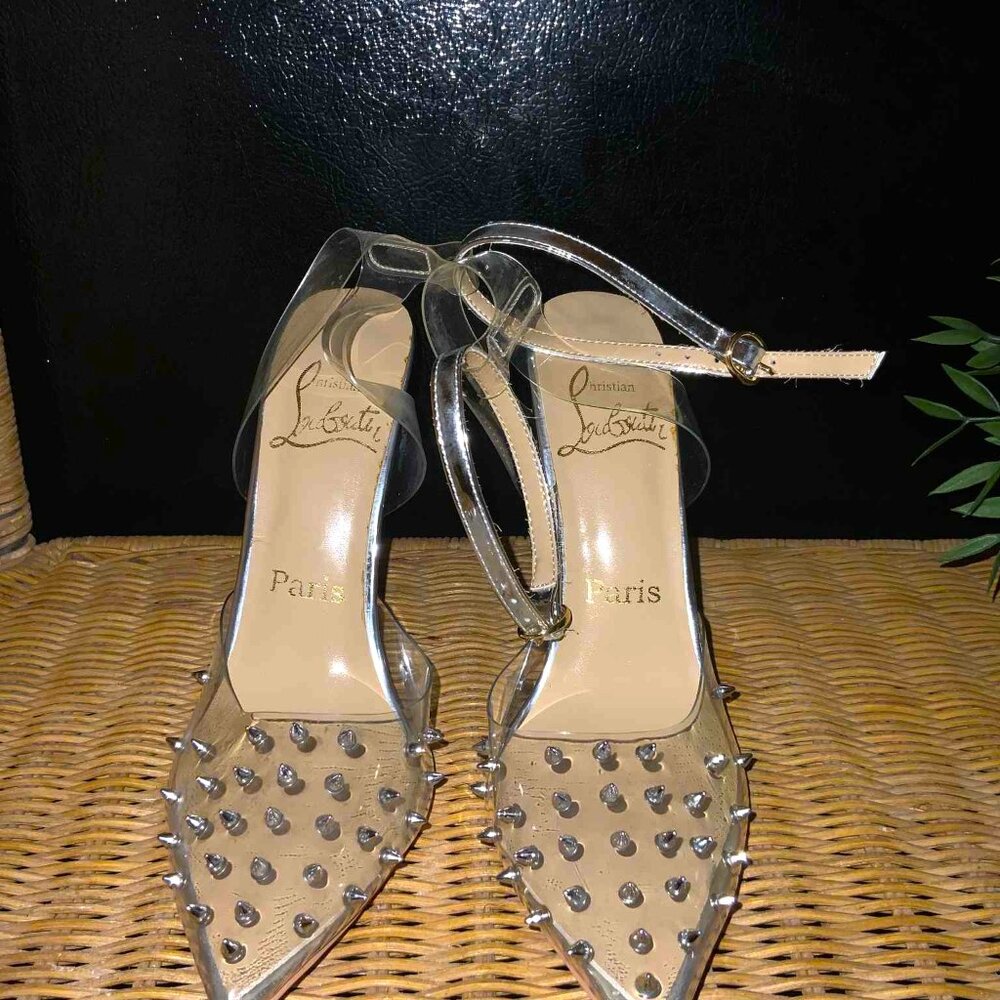 Christian Louboutin Silver Spiked Heels - Picture 7 of 12